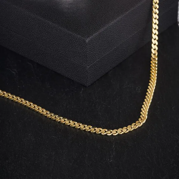 Armband als Panzerkette flach in Gelbgold 585 / 14K, 23 cm lang, 4,1 mm breit, Gewicht ca. 9.8 g.