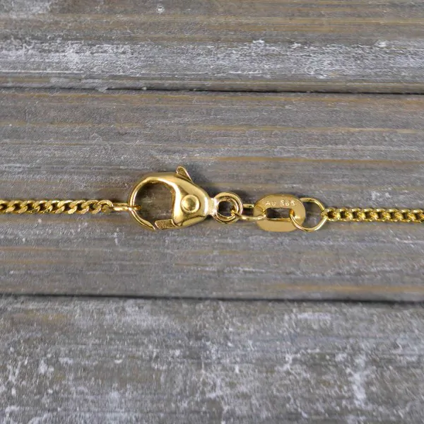 Goldkette als Panzerkette flach in Gelbgold 585 / 14K, 38 cm lang, 1,2 mm breit, Gewicht ca. 2.1 g.