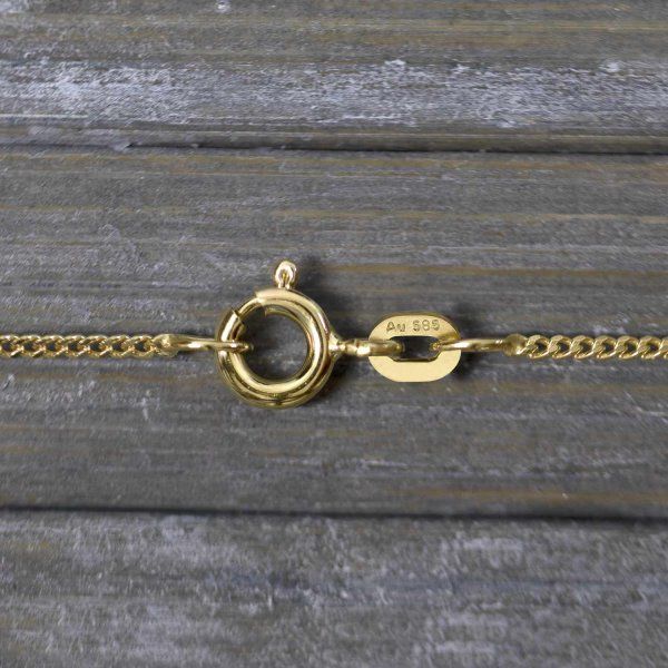 Goldkette als Panzerkette flach in Gelbgold 585 / 14K, 38 cm lang, 1,2 mm breit, Gewicht ca. 2 g.