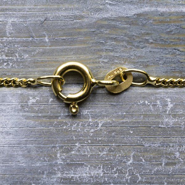 Goldkette als Panzerkette flach in Gelbgold 585 / 14K, 40 cm lang, 1,4 mm Breit, Gewicht ca. 2.4 g.