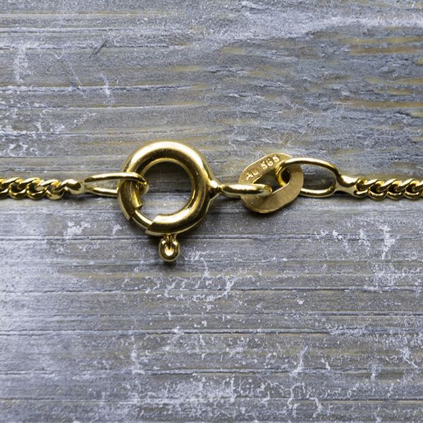 Goldkette als Panzerkette flach in Gelbgold 585 / 14K, 50 cm lang, 1,4 mm Breit, Gewicht ca. 2.8 g.