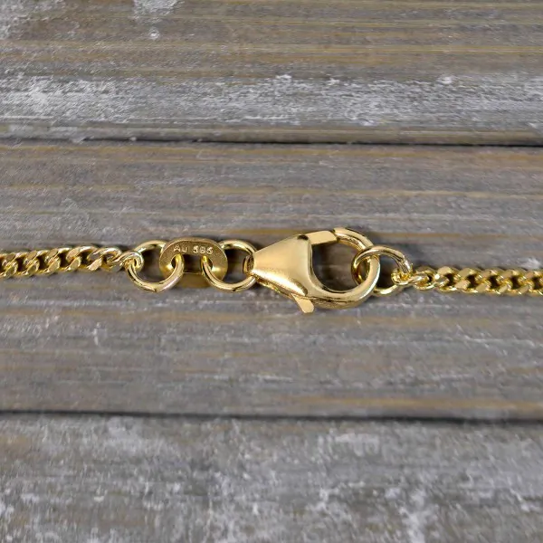 Goldkette als Panzerkette flach in Gelbgold 585 / 14K, 45 cm lang, 1,7 mm breit, Gewicht ca. 4.9 g.