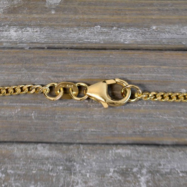 Goldkette als Panzerkette flach in Gelbgold 585 / 14K, 60 cm lang, 1,7 mm breit, Gewicht ca. 6.3 g.