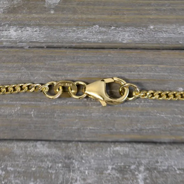 Goldkette als Panzerkette flach in Gelbgold 585 / 14K, 36 cm lang, 1,7 mm breit, Gewicht ca. 3.7 g.