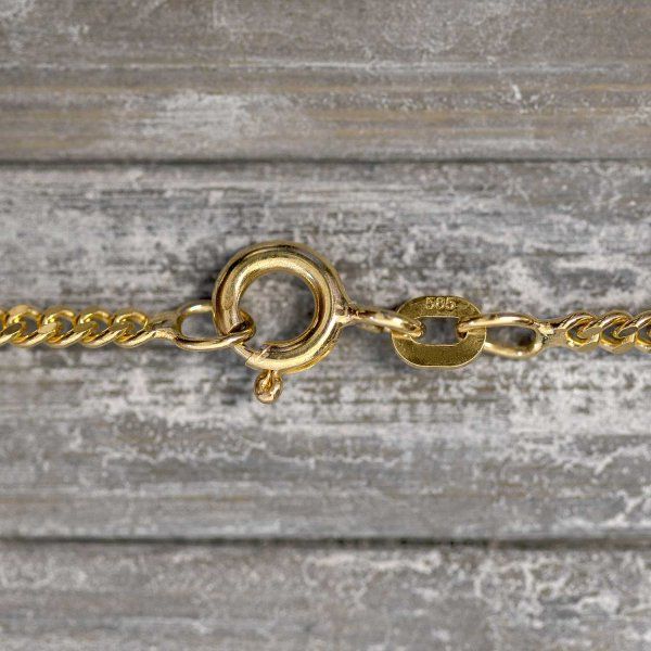 Goldkette als Panzerkette flach in Gelbgold 585 / 14K, 55 cm lang, 2,1 mm breit, Gewicht ca. 7.8 g.