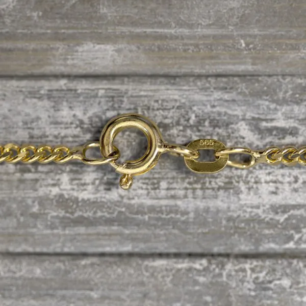 Goldkette als Panzerkette flach in Gelbgold 585 / 14K, 95 cm lang, 2,1 mm breit, Gewicht ca. 13.4 g.