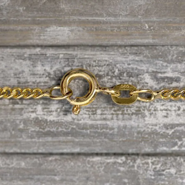 Goldkette als Panzerkette flach in Gelbgold 585 / 14K, 80 cm lang, 2,1 mm breit, Gewicht ca. 11.3 g.