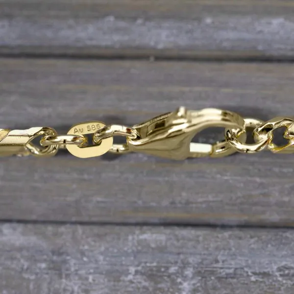 Goldkette als Dollarkette in Gelbgold 585 / 14K, 45 cm lang, 3,7 mm breit, Gewicht ca. 19.5 g.