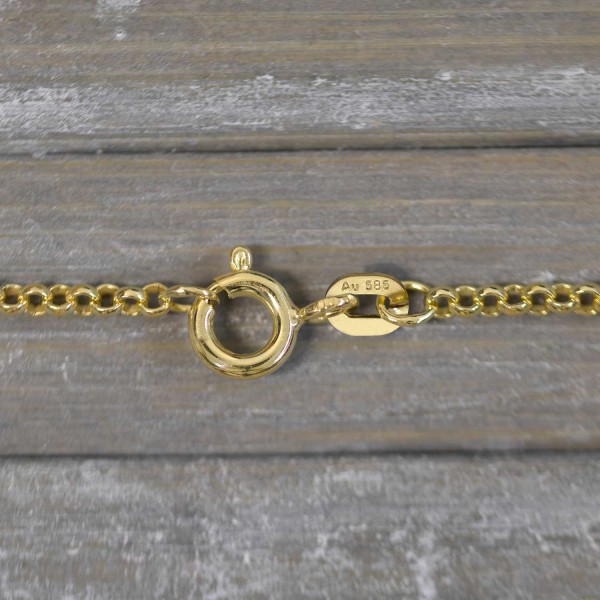 Goldkette als Erbskette in Gelbgold 585 / 14K, 90 cm lang, 2 mm breit, Gewicht ca. 10.6 g.