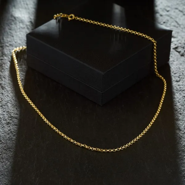 Goldkette als Erbskette in Gelbgold 585 / 14K, 90 cm lang, 2,5 mm breit, Gewicht ca. 17 g.