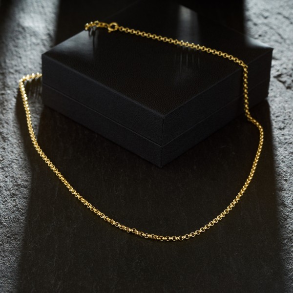 Goldkette als Erbskette in Gelbgold 585 / 14K, 45 cm lang, 2,5 mm breit, Gewicht ca. 8.5 g.