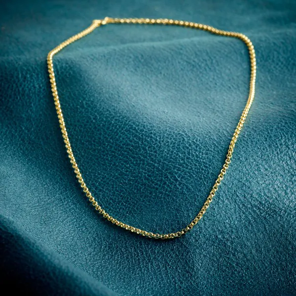 Goldkette als Erbskette in Gelbgold 585 / 14K, 90 cm lang, 2,5 mm breit, Gewicht ca. 17 g.