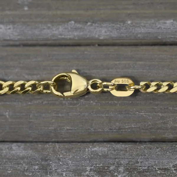 Armband als Panzerstegkette in Gelbgold 585 / 14 K, 22 cm lang, 3,1mm breit, Gewicht ca. 2.6 g.