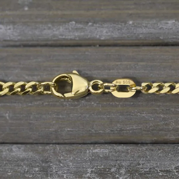 Goldkette als Panzerstegkette in Gelbgold 585 / 14K, 70 cm lang, 3,1 mm breit, Gewicht ca. 7.8 g.