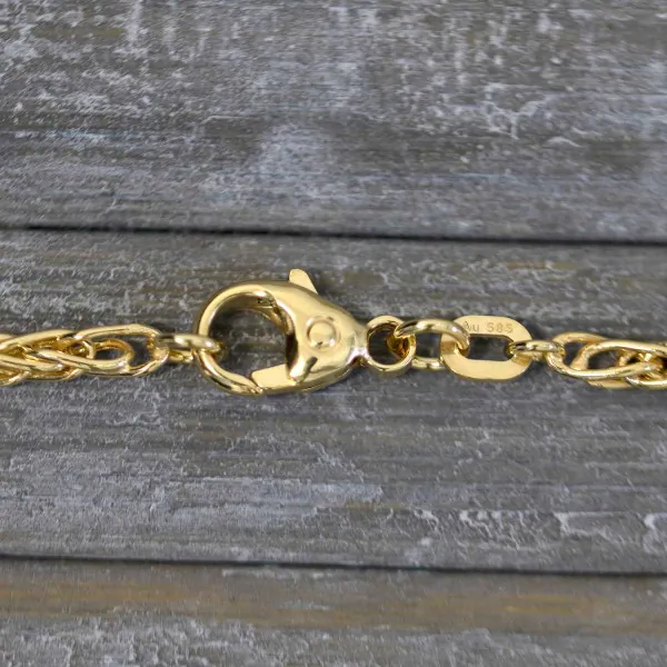 Armband als Zopfkette hohl in Gelbgold 585 / 14K, 20 cm lang, 2.1 mm breit, Gewicht ca. 3 g.