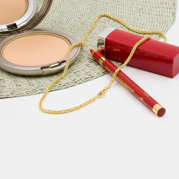 Goldkette als Zopfkette hohl in Gelbgold 585 / 14K, 45 cm lang, 2,1 mm breit, Gewicht ca. 5.7 g.