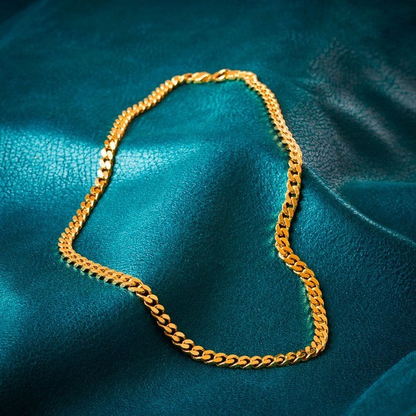 Goldkette als Panzerkette 4-seitig diamantiert in Gelbgold 585 / 14K, 50 cm lang, 6 mm breit, Gewicht ca. 64.2 g.