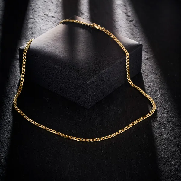Goldkette als Panzerkette hohl in Gelbgold 585 / 14K, 45 cm lang, 3,6 mm breit, Gewicht ca. 7.2 g.