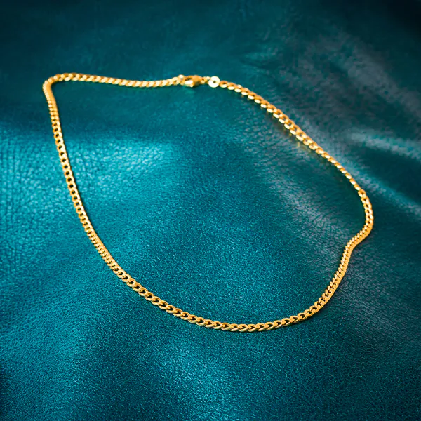 Goldkette als Panzerkette hohl in Gelbgold 585 / 14K, 50 cm lang, 3,6 mm breit, Gewicht ca. 8.1 g.