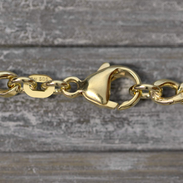 Goldkette als Panzerkette hohl in Gelbgold 585 / 14K, 50 cm lang, 3,6 mm breit, Gewicht ca. 8.1 g.