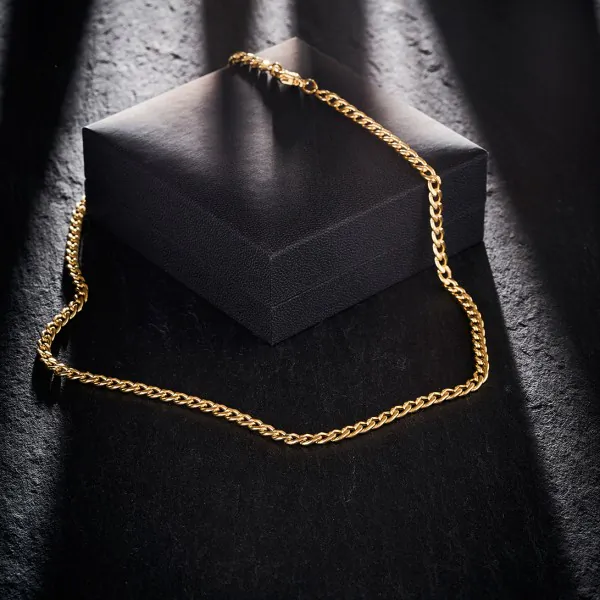 Goldkette als Panzerkette hohl in Gelbgold 585 / 14K, 50 cm lang, 4,7 mm breit, Gewicht ca. 13.3 g.