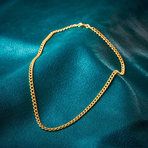 Goldkette als Panzerkette hohl in Gelbgold 585 / 14K, 50 cm lang, 4,7 mm breit, Gewicht ca. 13.3 g.