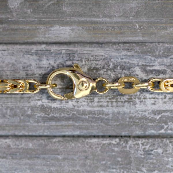 Goldkette als Königskette in Gelbgold 585 / 14K, 50 cm lang, 2,3 mm breit, Gewicht ca. 22.2 g.