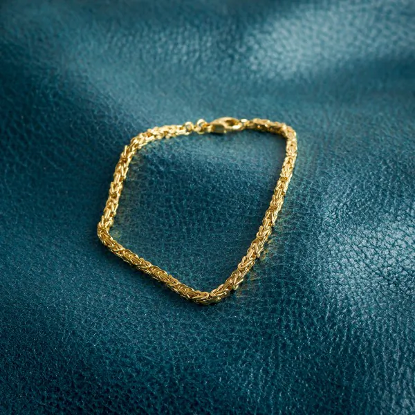 Armband als Königskette in Gelbgold 585 / 14K, 17 cm lang, 2.3 mm breit, Gewicht ca. 6.5 g.