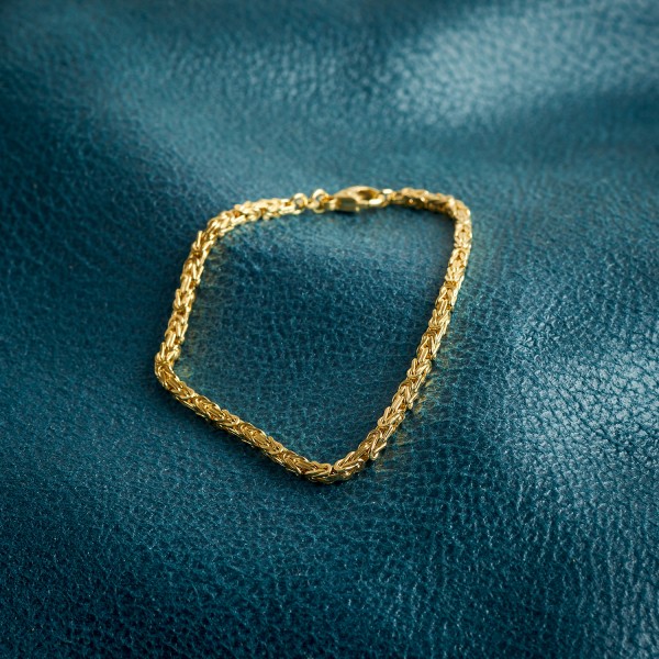 Armband als Königskette in Gelbgold 585 / 14K, 21 cm lang, 2,3 mm breit, Gewicht ca. 8.1 g.