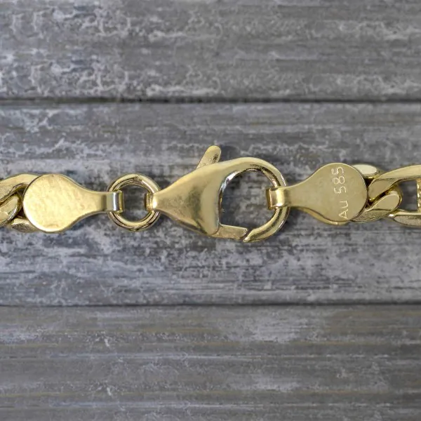 Goldkette als Fantasiekette hohl in Gelbgold 585 / 14K, 65 cm lang, 5,2 mm breit, Gewicht ca. 14.1 g.
