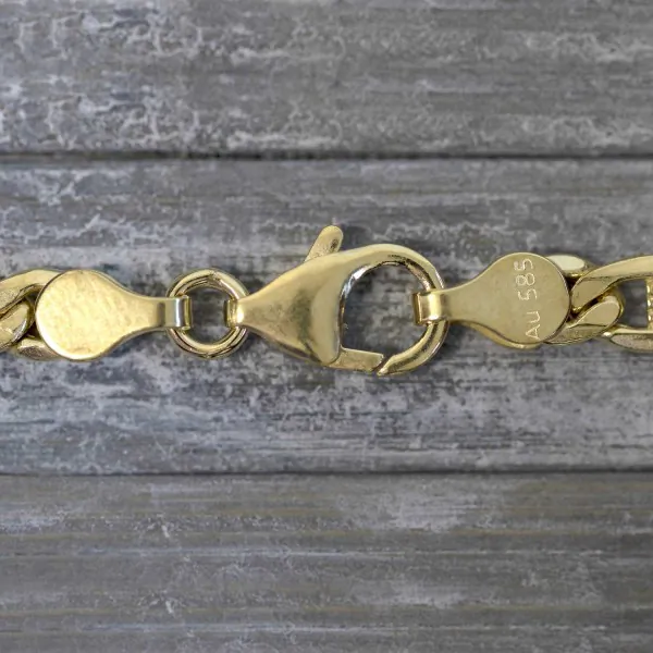 Goldkette als Fantasiekette hohl in Gelbgold 585 / 14K, 50 cm lang, 5,2 mm breit, Gewicht ca. 10.9 g.