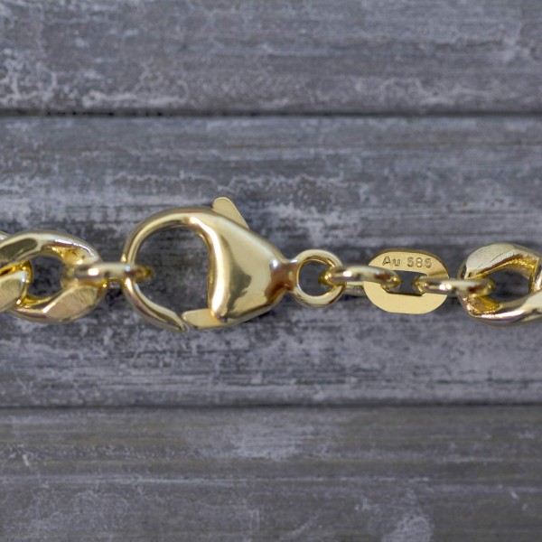 Goldkette als Panzerkette hohl in Gelbgold 585 / 14K, 45 cm lang, 5,4 mm breit, Gewicht ca. 15.6 g.