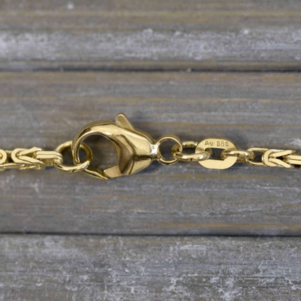 Armband als Königskette in Gelbgold 585 / 14K, 18 cm lang, 1.8 mm breit, Gewicht ca. 4.5 g.