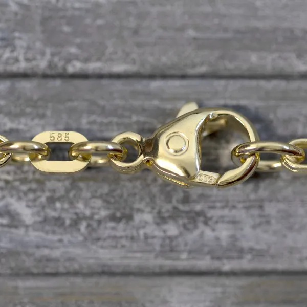 Armband als Königskette in Gelbgold 585 / 14K, 21 cm lang, 3 mm breit, Gewicht ca. 12.5 g.