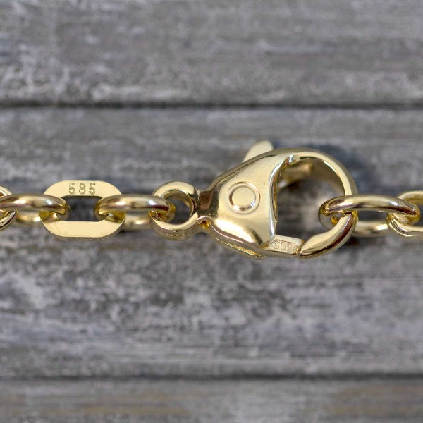 Goldkette als Königskette in Gelbgold 585 / 14K, 80 cm lang, 2,8 mm breit, Gewicht ca. 48.8 g.