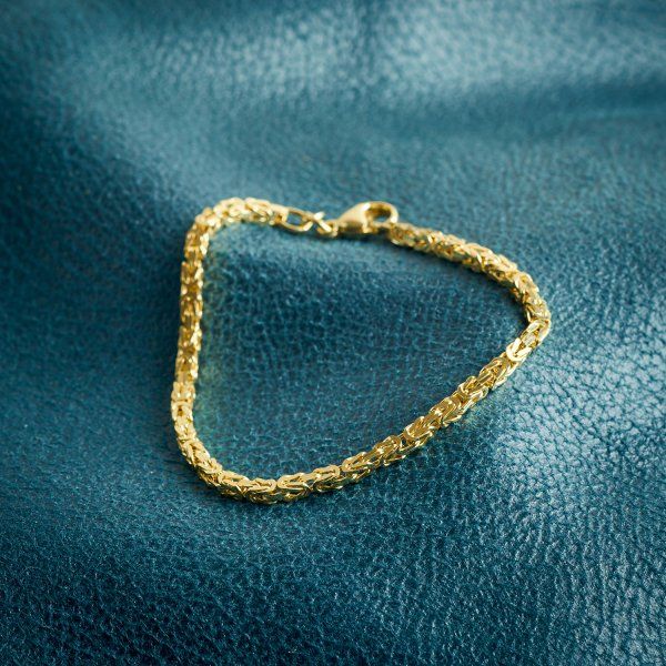Armband als Königskette in Gelbgold 585 / 14K, 18,7 cm lang, 3 mm breit, Gewicht ca. 11 g.