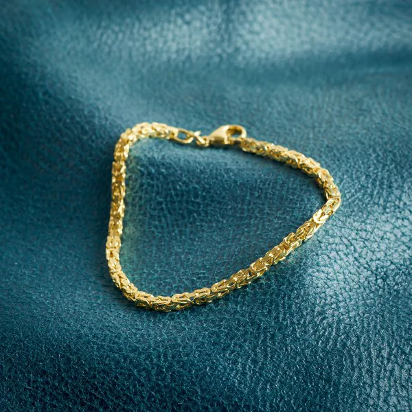 Armband als Königskette in Gelbgold 585 / 14K, 20 cm lang, 3,2 mm breit, Gewicht ca. 14.1 g.