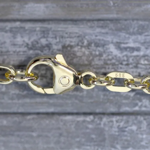Armband als Königskette in Gelbgold 585 / 14K, 21 cm lang, 3,2 mm breit, Gewicht ca. 14.7 g.