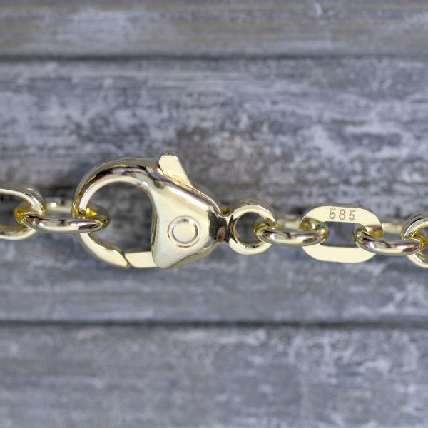 Armband als Königskette in Gelbgold 585 / 14 K, 22 cm lang, 4,3mm breit, Gewicht ca. 25 g.