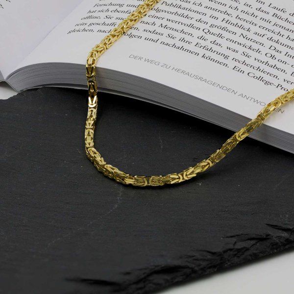Goldkette als Königskette in Gelbgold 585 / 14K, 50 cm lang, 3,2 mm breit, Gewicht ca. 37.1 g.