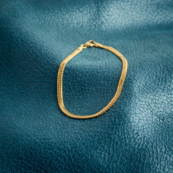 Armband als Panzerkette hohl in Gelbgold 585 / 14K, 19 cm lang, 3 mm breit, Gewicht ca. 2.3 g.