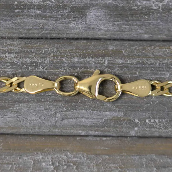 Goldkette als Zwillingspanzerkette in Gelbgold 585 / 14K, 70 cm lang, 2,9 mm Breit, Gewicht ca. 7.3 g.