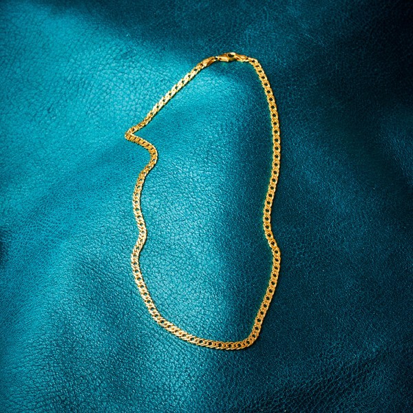 Goldkette als Zwillingspanzerkette in Gelbgold 585 / 14K, 85 cm lang, 3,9 mm breit, Gewicht ca. 17.5 g.