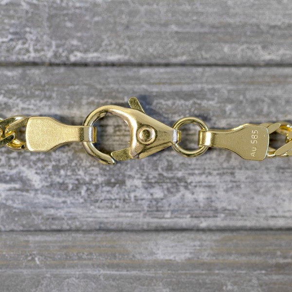 Goldkette als Zwillingspanzerkette in Gelbgold 585 / 14K, 75 cm lang, 3,9 mm breit, Gewicht ca. 15.4 g.