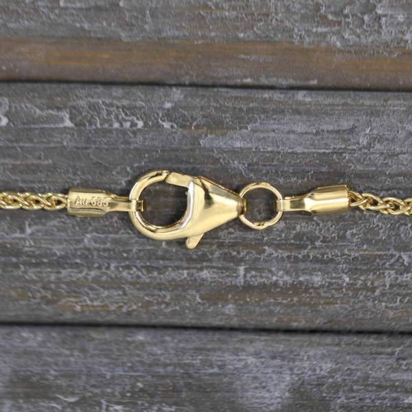 Goldkette als Zopfkette in Gelbgold 585 / 14K, 36 cm lang, 1,3 mm breit, Gewicht ca. 2.5 g.