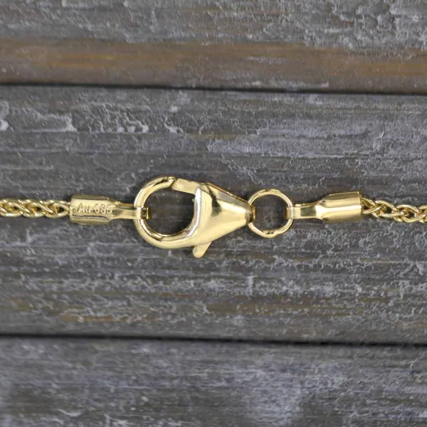 Goldkette als Zopfkette in Gelbgold 585 / 14K, 38 cm lang, 1,3 mm breit, Gewicht ca. 2.5 g.