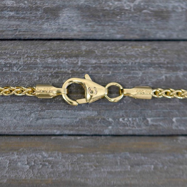 Armband als Zopfkette in Gelbgold 585 / 14K, 18,5 cm lang, 1,7 mm breit, Gewicht ca. 2.2 g.