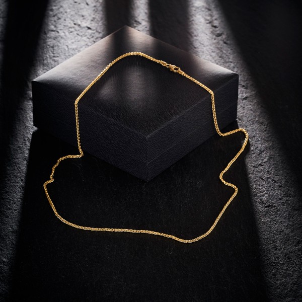 Goldkette als Zopfkette in Gelbgold 585 / 14K, 100 cm lang, 2,1 mm breit, Gewicht ca. 17 g.