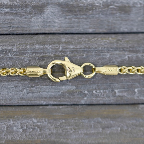 Armband als Zopfkette in Gelbgold 585 / 14 K 18.5 cm lang, 2,5 mm breit, Gewicht ca. 4.6 g.