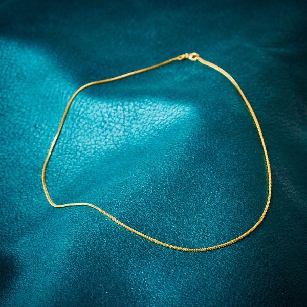 Goldkette als Bingokette in Gelbgold 585 / 14K, 34 cm lang, 1,1 mm breit, Gewicht ca. 2.6 g.